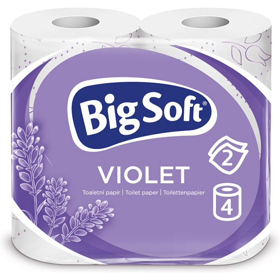 Big Soft Violet 2-warstwowy papier toaletowy, 4 rolki, 20 m rolka
