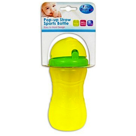 First Steps 6+ láhev s brčkem pro děti žlutá 340 ml