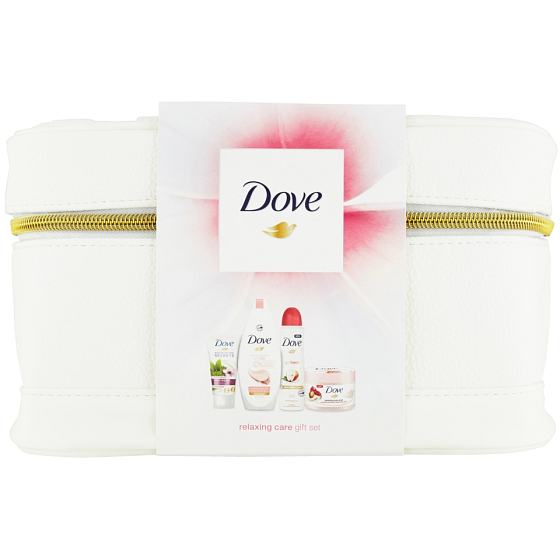 Dove Glowing Clay sprchový gel 250 ml + Pomegranate Seeds & Shea Butter Scent tělový peeling 225 ml + Nourishing Secrets Awakening Ritual krém na ruce 75 ml + Go Fresh Jablko & Bílý čaj antiperspirant sprej 150 ml + taška, kosmetická sada