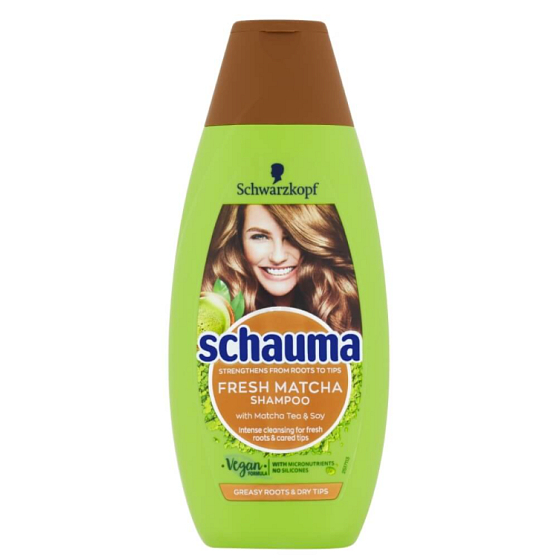 Schauma Fresh Matcha s mikroživinami šampon na vlasy pro mastné kořínky a suché konečky 250 ml