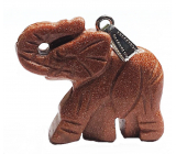 Goldstone złoty Słoń przywieszka ręcznie szlifowana figurka 3,5 cm, kamień ambicji