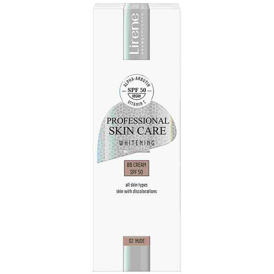 Lirene Professional Skin Care Whitening BB nawilżający krem 02 nude z szerokopasmową ochroną przeciwsłoneczną 30 ml