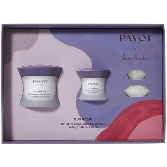 Payot Supreme Crème Sublimatrice Jeunesse pleťový liftingový krém 50 ml + Crème Sublimatrice Regard oční liftingový krém 15 ml + masážní houba z růženínu 1 kus, kosmetická sada pro ženy