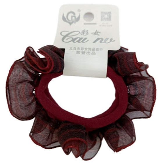 Gumička látková do vlasů velká vínová 1 kus