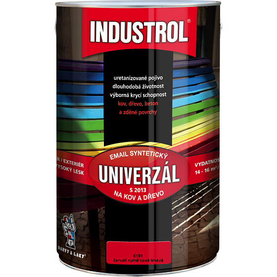 Industrol S2013 uniwersalny połysk farba na metal i drewno, 8191 czerwień rubinowa ciemna, 4 l