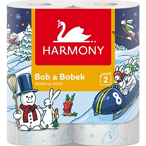 Harmony Good For Food ręczniki kuchenne Bob & Bobek 2-warstwowe, 90 kawałków, 2 rolki Harmony Good For Food ręczniki kuchenne Bob & Bobek 2-warstwowe, 90 kawałków, 2 rolki