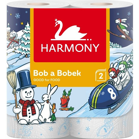 Harmony Good For Food ręczniki kuchenne Bob & Bobek 2-warstwowe, 90 kawałków, 2 rolki