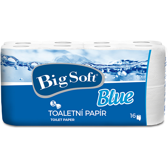 Big Soft Blue toaletní papír bílý 3 vrstvý 150 útržků 16 rolí