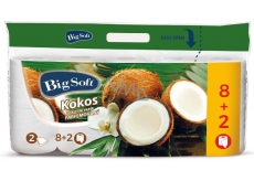 Big Soft Kokosowy papier toaletowy biały 200 listków 2-warstwowy 10 sztuk