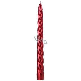 Emocio Elegance svíčka kroucená metal červená kónická 23 x 230 mm 1 kus