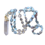 108 Mała Larimar naszyjnik medytacyjny kamień, naturalny kamień surowy kryształ, nugget 6 - 9 mm, wisiorek 8 - 15 x 45 - 70 mm