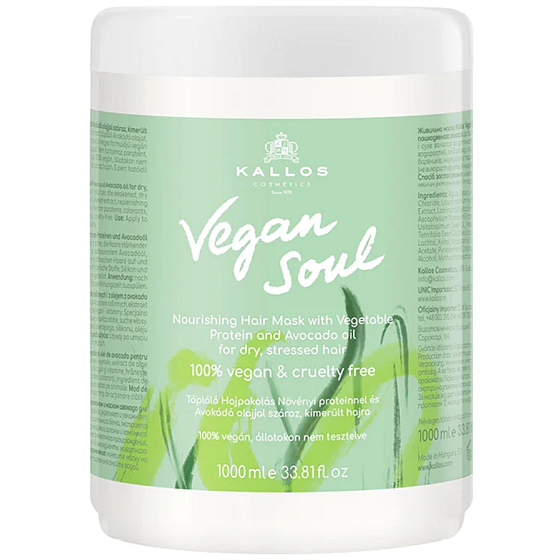 Kallos Vegan Soul Nourishing odżywcza maska do suchych i zniszczonych włosów 1000 ml