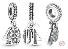 Charm Srebrny 925 40 lat miłości, 2w1 zawieszka na bransoletkę jubileuszową