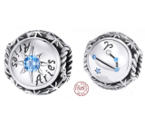 Zawieszka ze srebra próby 925 Znak zodiaku, cyrkonia sześcienna Baran, koralik do bransoletki