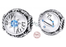 Zawieszka ze srebra próby 925 Znak zodiaku, cyrkonia sześcienna Baran, koralik do bransoletki