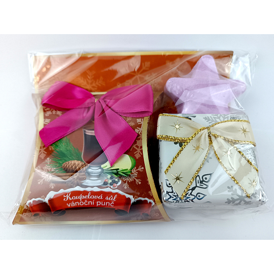 Idc Institute Vánoční Punč sůl do koupele 50 g + toaletní mýdlo 100 g + šumivá koule do koupele 35 g, kosmetická sada pro ženy