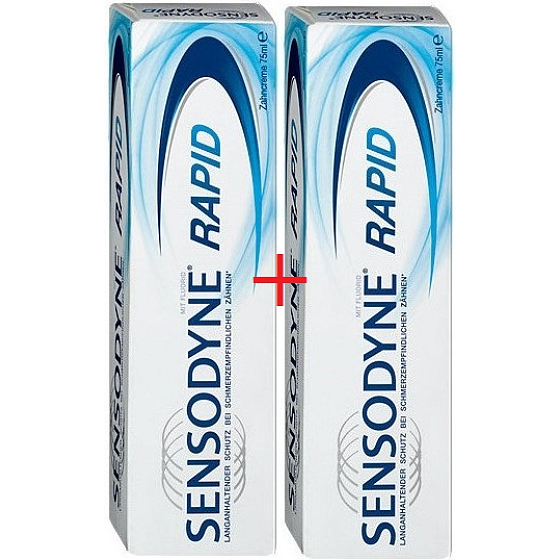 Sensodyne Rapid zubní pasta pro citlivé zuby dokáže opravit oslabená místa na zubech 2 x 75 ml, duopack