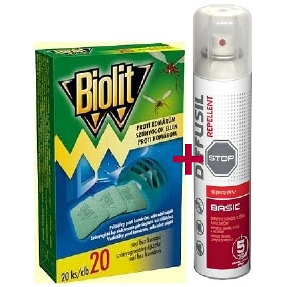 Diffusil Repellent Basic repelent na odpuzování komárů, klíšťat a muchniček sprej 75 ml + Biolit polštářky do elektrického odpuzovače komárů náplň 20 kusů