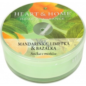 Heart & Home Mandarinka, limetka a bazalka Sojová vonná svíčka v mističce hoří až 12 hodin 36 g