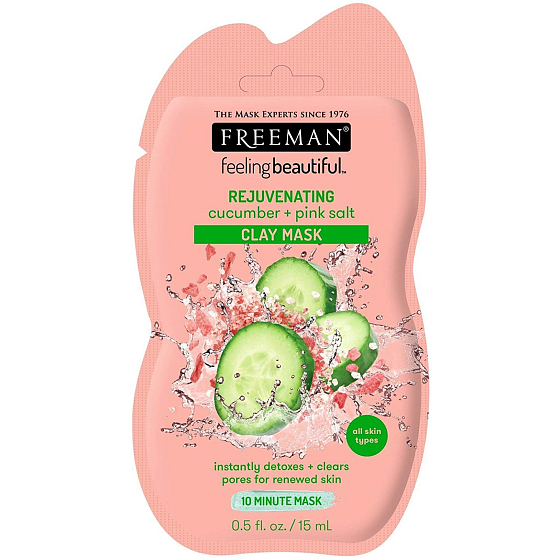 Freeman Feeling Beautiful Okurka a Růžová himálajská sůl kaolínová čisticí pleťová maska s omlazujícím účinkem 15 ml