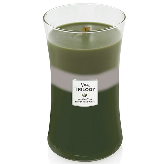 WoodWick Trilogy Mountain Trail - Horská stezka vonná svíčka s dřevěným knotem a víčkem sklo velká 609,5 g