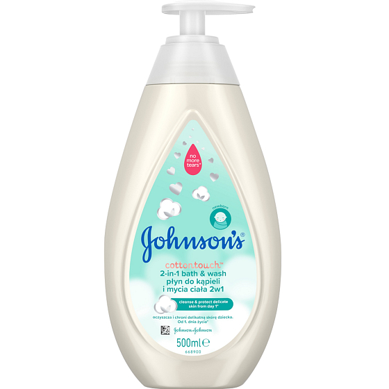 Johnson & Johnson Baby Cottontouch 2v1 pěna do koupele a mycí gel pro děti 500 ml