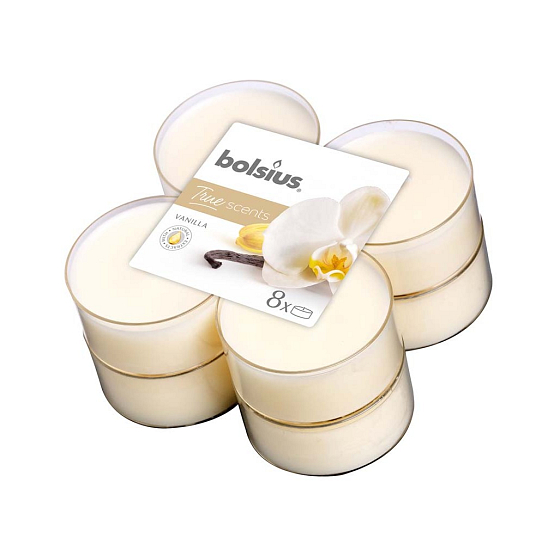Bolsius Aromatic 2.0 Wanilia - Waniliowe maxi świeczki zapachowe 8 sztuk, czas palenia 8 godzin