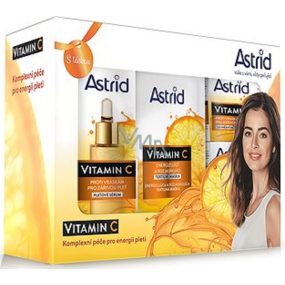 Astrid Vitamin C pleťové sérum proti vráskám 30 ml + denní krém proti vráskám 50 ml + noční krém proti vráskám 50 ml + pleťová textilní maska pro hydrataci pleti 20 ml, kosmetická sada pro ženy