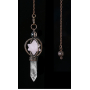 Różowy Merkaba wahadło + czarny kamień + brąz, wisiorek z naturalnego kamienia 7,7 cm, łańcuszek ok. 26,5 cm