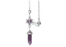 Ametyst Merkaba + wahadło, wisiorek z naturalnego kamienia 71 x 8 x 8 mm, kamień królów i biskupów