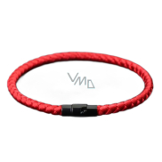 Lanový Magnetický náramek – červený 18,5 cm x 4 mm, unisex