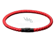 Lanový Magnetický náramek – červený 18,5 cm x 4 mm, unisex