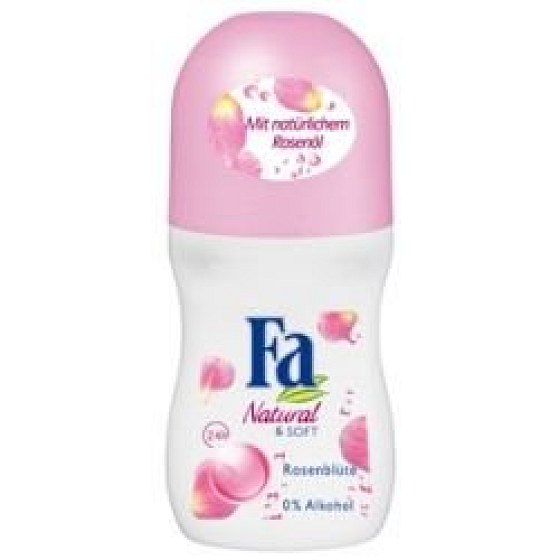 Fa Natural & Soft Rose & Almond Milk kuličkový deodorant roll-on pro ženy 50 ml