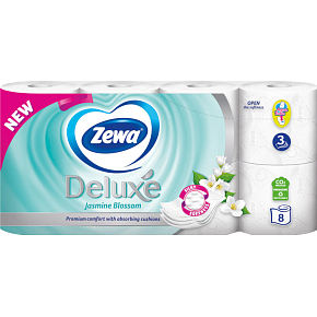 Zewa Deluxe Kwiat Jasmínu 3-warstwowy papier toaletowy, 8 rolek, 19,3 m rolka