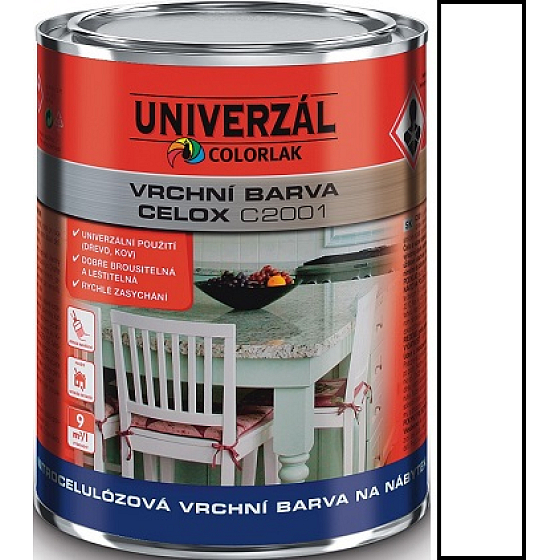 Colorlak Celox C2001 nitrocelulózová vrchní barva na nábytek Bílá 0,35 l
