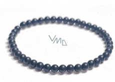 Onyx czarny matowy bransoletka elastyczna naturalny kamień, kuleczka 4 mm / 16 - 17 cm, kamień żywotny szary