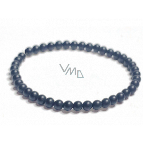 Onyx czarny matowy bransoletka elastyczna naturalny kamień, kuleczka 4 mm / 16 - 17 cm, kamień żywotny szary