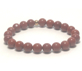 Jaspś czerwony bransoletka elastyczna naturalny kamień, kuleczka 8 mm / 16 - 17 cm, kamień pełny