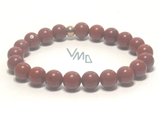 Jaspś czerwony bransoletka elastyczna naturalny kamień, kuleczka 8 mm / 16 - 17 cm, kamień pełny
