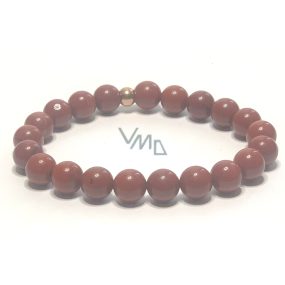 Jaspś czerwony bransoletka elastyczna naturalny kamień, kuleczka 8 mm / 16 - 17 cm, kamień pełny
