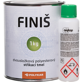Polykar Finiš tmel do natrysku, dwuskładnikowy poliestrowy + utwardzacz, 1 kg