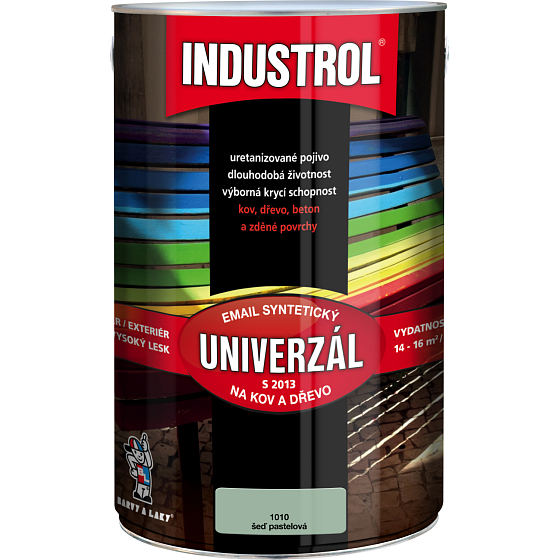 Industrol S2013 uniwersalna błyszcząca farba na metal i drewno, 1010 szary pastelowy, 4 l