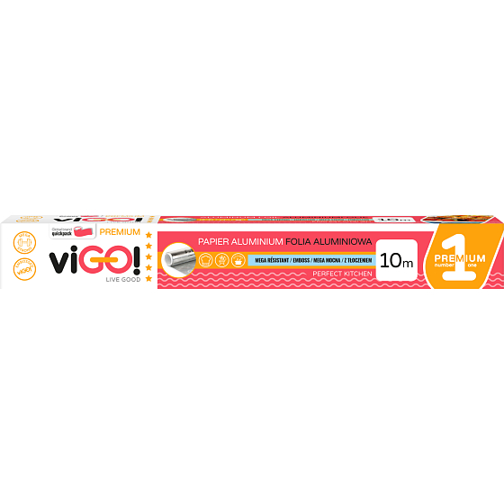 viGO folia aluminiowa extra mocna 15 μ, szerokość 29 cm, długość 10 m