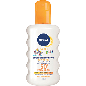 Nivea Sun Kids OF 50+ Protect & Sensitive spray przeciwsłoneczny dla dzieci, 200 ml