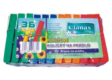 Clanax Klipsy do prania plastikowe kolorowe 36 sztuk
