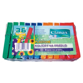 Clanax Klipsy do prania plastikowe kolorowe 36 sztuk