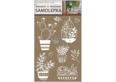 Samolepící dekorace kwiaty białe 30 x 21 cm
