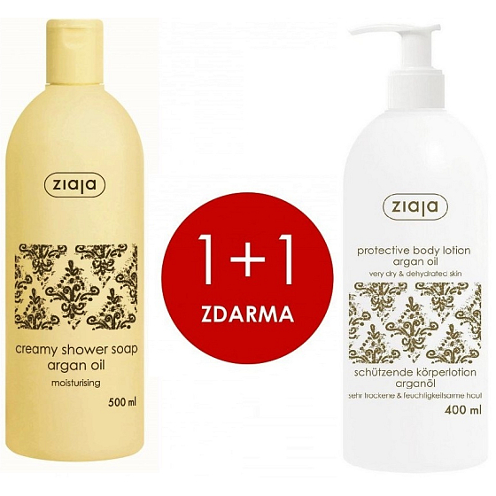 Ziaja Arganový olej tělové mléko 400 ml + Arganový olej sprchový gel s olejem 500 ml, duopack