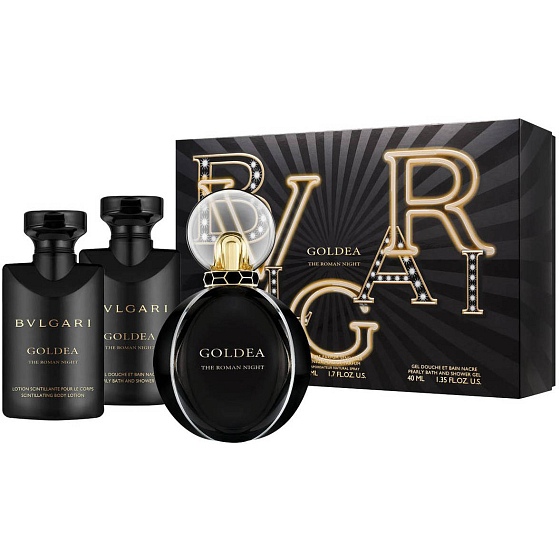 Bvlgari Goldea the Roman Night parfémovaná voda pro ženy 50 ml + tělové mléko 40 + sprchový gel 40 ml, dárková sada