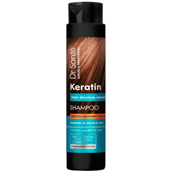 Dr. Santé Keratin Szampon regenerujący i nawilżający do osłabionych, łamliwych włosów bez blasku 250 ml
